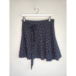 Brandy Melville Navy Floral Wrap Skirt